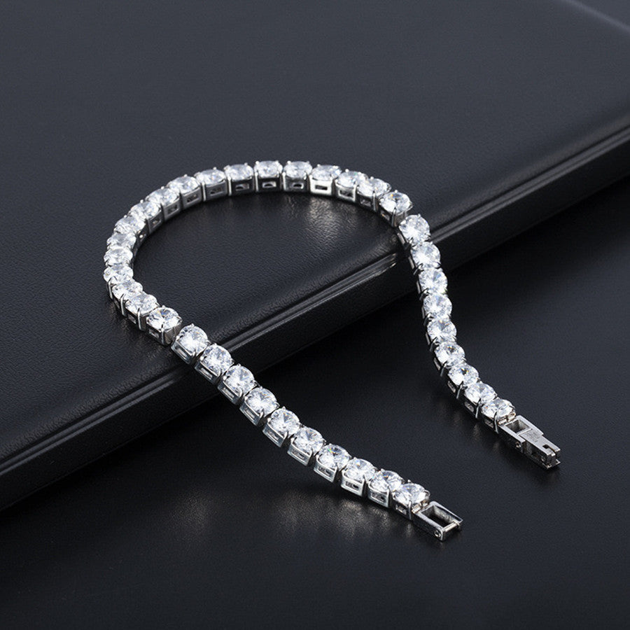 Bracelet Collier Tennis Argent – Strass Élégant Femme