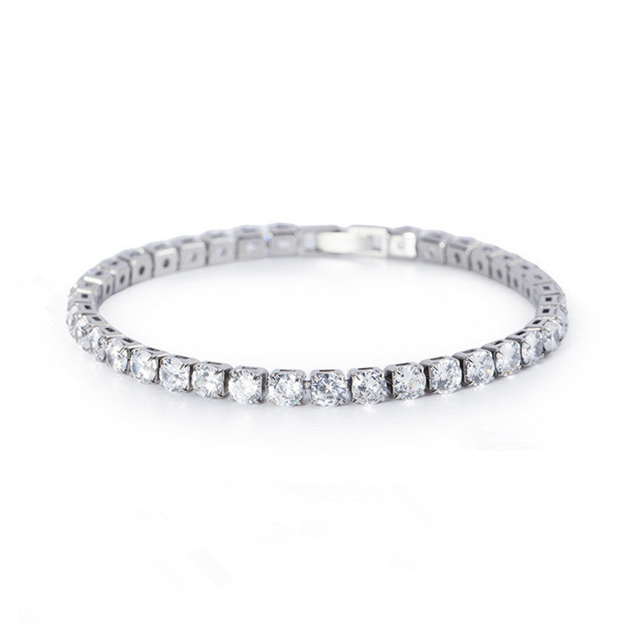Bracelet Collier Tennis Argent – Strass Élégant Femme