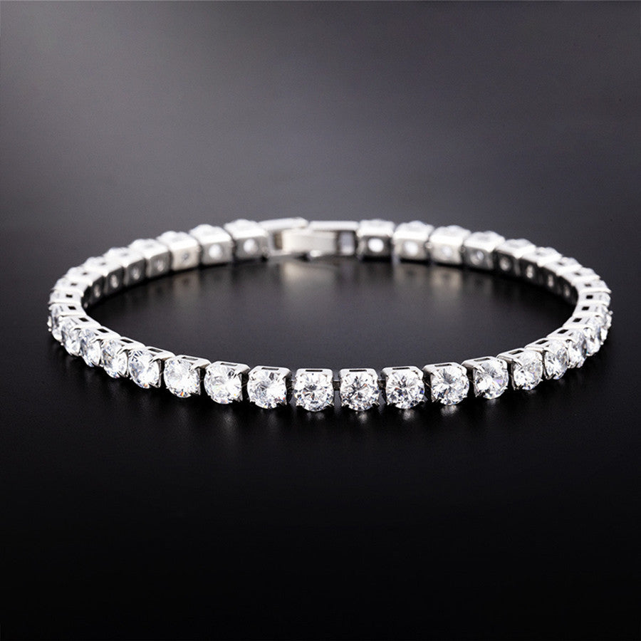 Bracelet Collier Tennis Argent – Strass Élégant Femme