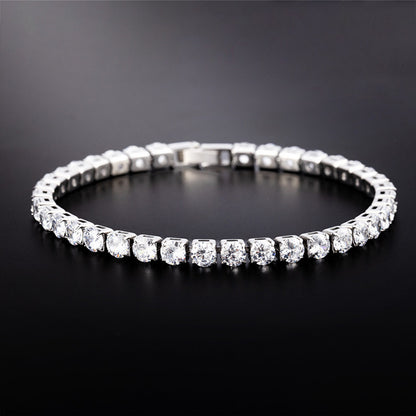 Bracelet Collier Tennis Argent – Strass Élégant Femme