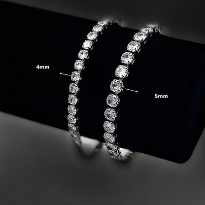 Bracelet Collier Tennis Argent – Strass Élégant Femme