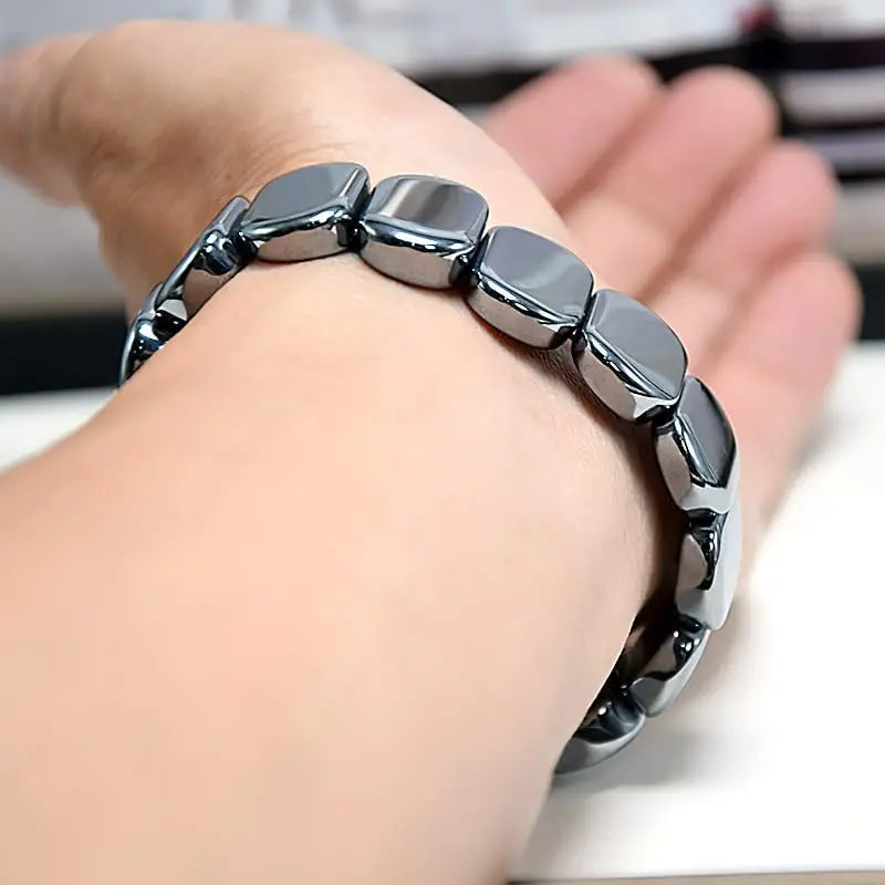 Bracelet Hématite Homme – Pierre Naturelle Énergie & Confiance